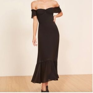 REFORMATION Butterfly black midi dress size 6